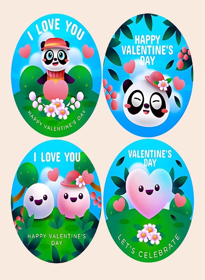 SLGIFT Vinyl Cute Panda Theme Sticker, Self-Adhesive Vinyl Stickers, 40 Pieces, 2 x 2 Inches Round Sticker, 4 Unique Designs, R165 - Image 2